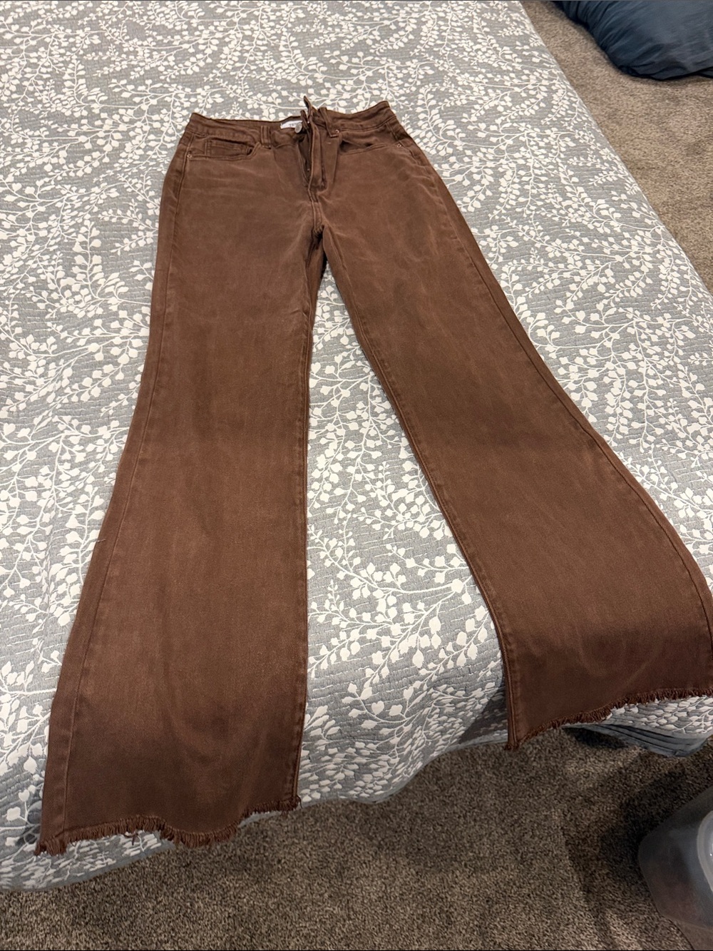 Zenana Outfitters Brown Wide Leg Flare Jeans